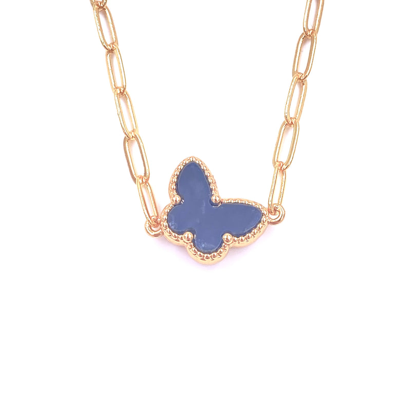 Ashley Gold Stainless Steel Gold Plated Enamel Butterfly Pendant Necklace