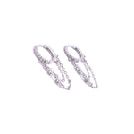 Ashley Gold Sterling Silver Double Chain CZ Hoop Earrings