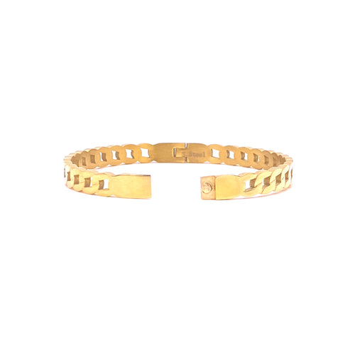 Ashley Gold Stainless Steel Gold Plated Curb Chain Bangle Bracelet