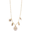 Ashley Gold Stainless Steel Gold Plated 5 Charm Luck Necklace
