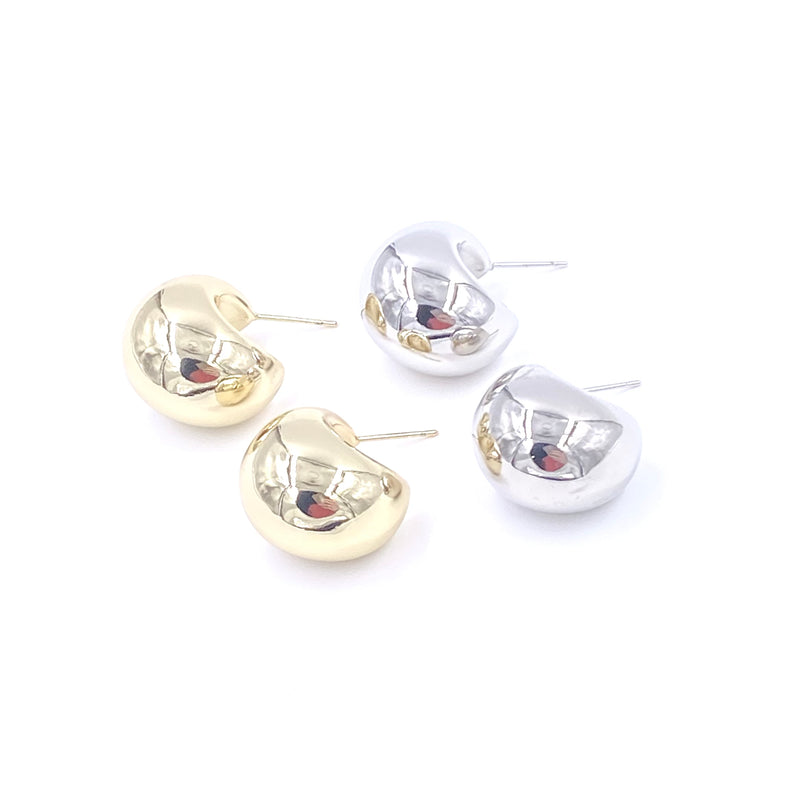 Ashley Gold Stainless Steel Chunky C Design Hoop Earrings