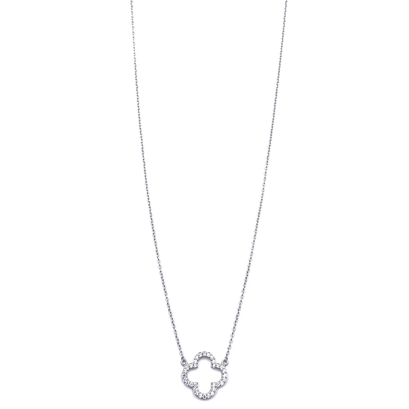 Ashley Gold Sterling Silver CZ Open Clover Design Necklace