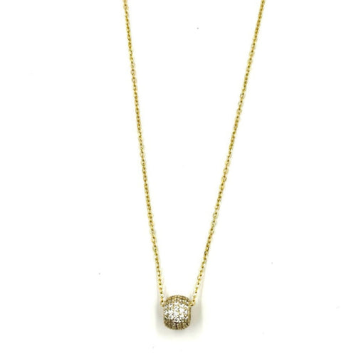 Ashley Gold Sterling Silver Gold Plated Floating CZ Round Single Charm Necklace