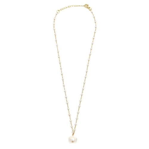 Ashley Gold Stainless Steel Gold Plated Pearls By The Yard With Fresh Water Pearl Drop Necklace