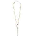 Ashley Gold Sterling Silver Gold Plated Double Chain Colored CZ Drop Necklace