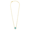 Ashley Gold Sterling Silver Gold Plated Link Chain Center Enamel And CZ Drop Necklace