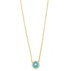 Ashley Gold Sterling Silver Gold Plated Link Chain Center Enamel And CZ Drop Necklace