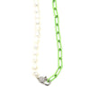 Ashley Gold Stainless Steel Enamel Neon Freshwater Pearl Chain Necklace