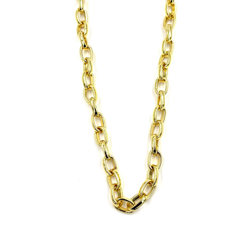 Ashley Gold Stainless Steel Gold Plated Open Oval Link Necklace