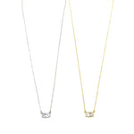 Ashley Gold Sterling Silver Single Emerald Cut CZ Drop Necklace