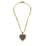 Ashley Gold Stainless Steel Gold Plated Encrusted CZ Heart Link Necklace
