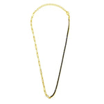 Ashley Gold Sterling Silver Gold Plated Half Link Half Blue CZ Necklace