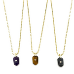 Ashley Gold Stainless Steel Gold Plated Circle Link Chain With Enamel Arrow Single Colored CZ Pendant Necklace