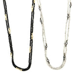 Ashley Gold Stainless Steel with Bezel CZ And Beaded Necklace