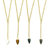 Ashley Gold Stainless Steel Gold Plated Semi Precious Puff Colored Heart Lariat Necklace