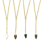 Ashley Gold Stainless Steel Gold Plated Semi Precious Puff Colored Heart Lariat Necklace