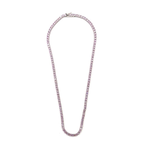 Ashley Gold Sterling Silver Pink CZ Tennis Necklace