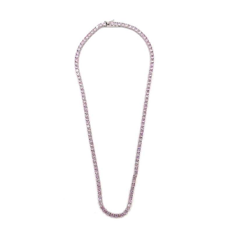 Ashley Gold Sterling Silver Pink CZ Tennis Necklace
