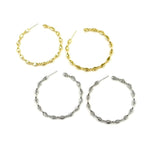 Ashley Gold Stainless Steel Interlocking Ovals 2" Hoop Earrings