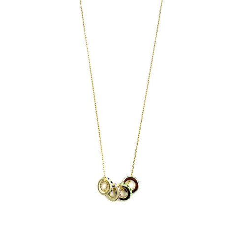 Ashley Gold Sterling Silver Gold Plated 4 Ring Charms CZ Necklace