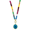 Ashley Gold Stainless Steel Gold Plated Semi Precious Beaded Center Turquoise Necklace