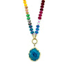 Ashley Gold Stainless Steel Gold Plated Semi Precious Beaded Center Turquoise Necklace