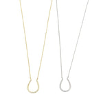 Ashley Gold Sterling Silver Horseshoe CZ Drop Pendant Necklace