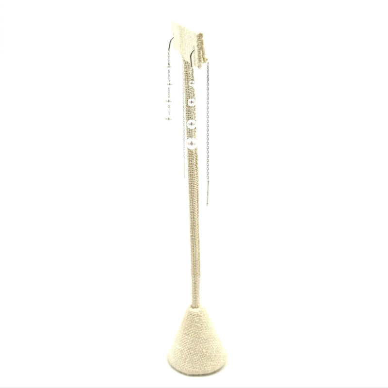 Ashley Gold Sterling Silver Fresh Water Pearl Threader Drop Earrings