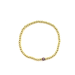 Ashley Gold Stainless Steel Gold Plated Single Evil Eye Beaded Ball Stretch Bracelet