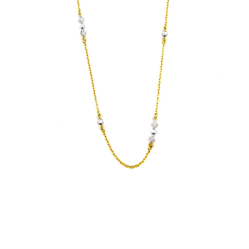 Ashley Gold Sterling Silver Gold Plated CZ By The Yard Triple And Single CZ Necklace