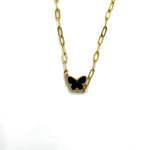 Ashley Gold Stainless Steel Gold Black Enamel Butterfly Necklace
