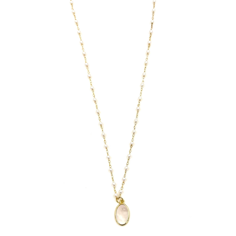 Ashley Gold Stainless Steel Gold Plated Pearls By The Yard Oval Drop Pendant Necklace