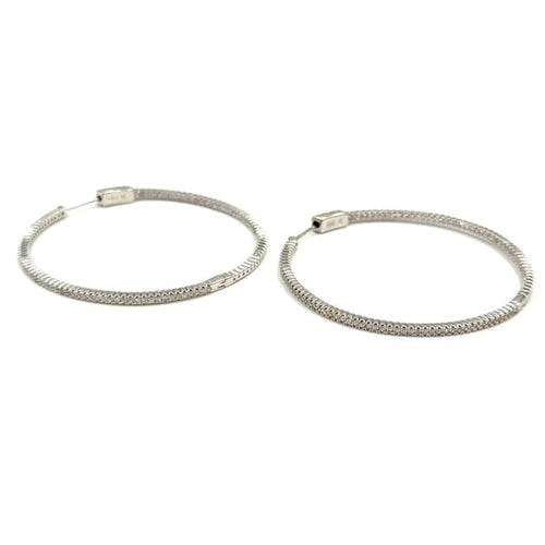 Ashley Gold Stainless Steel CZ Inside/Outside 2" Diameter Hoop Earrings