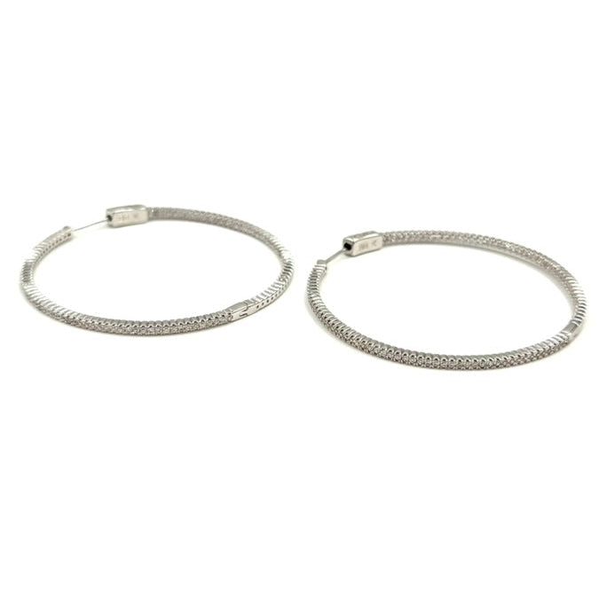Ashley Gold Stainless Steel CZ Inside/Outside 2" Diameter Hoop Earrings