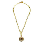Ashley Gold Stainless Steel Gold Plated Colored CZ Disc Pendant