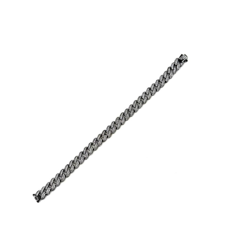 Ashley Gold Sterling Silver Gunmetal Design CZ Encrusted Tennis Bracelet