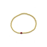 Ashley Gold Stainless Steel Gold Plated Single Evil Eye Beaded Ball Stretch Bracelet
