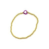 Ashley Gold Stainless Steel Gold Plated Stretch Beaded Pastel Heart Bracelet