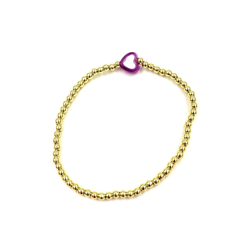 Ashley Gold Stainless Steel Gold Plated Stretch Beaded Pastel Heart Bracelet