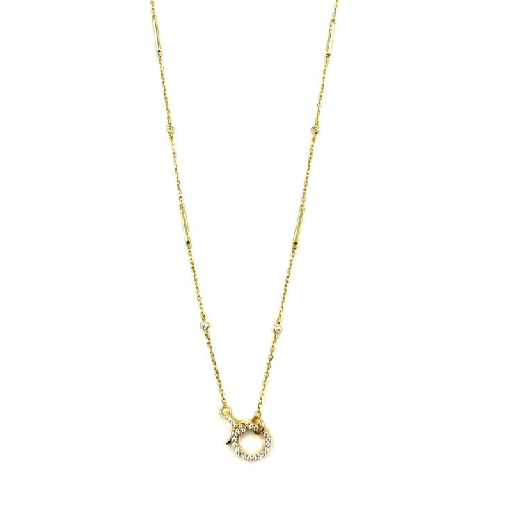 Ashley Gold Sterling Silver CZ Center Clasp With Assorted CZ's Throughout Chain Necklace