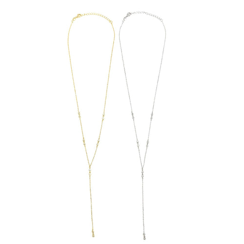 Ashley Gold Sterling Silver Assorted CZ Drop Lariat Necklace