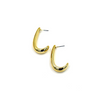 Ashley Gold Stainless Steel Gold Plated Long Design Open Back Moon Design Hoop Earrings