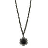 Ashley Gold Stainless Steel Oxidized Chain With Sterling Silver Starburst CZ Pendant Necklace