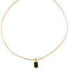 Ashley Gold Sterling Silver Gold Plated Wire Chain Green Emerald Shaped Pendant Necklace