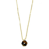Ashley Gold Stainless Steel Gold Plated Circle Link Chain With Enamel Hexagon Single Colored CZ Pendant Necklace