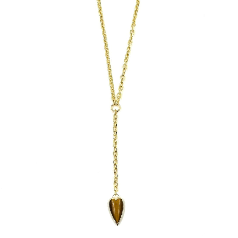 Ashley Gold Stainless Steel Gold Plated Semi Precious Puff Colored Heart Lariat Necklace
