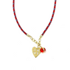 Ashley Gold Stainless Steel Gold Plated Double "LOVE" Charm And Evil Eye Necklace