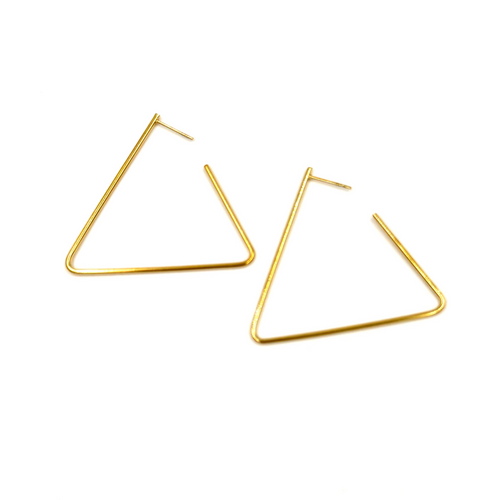Ashley Gold Stainless Steel Gold Plated Open Traingle Design Hoop Earrings