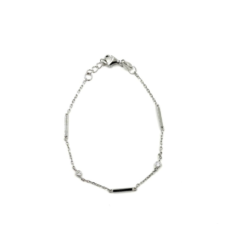 Ashley Gold Sterling Silver Bar And CZ Design Bracelet