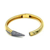 Ashley Gold Stainless Steel Gold Plated Open Bangle with CZ Encrusted Arrow Bracelet